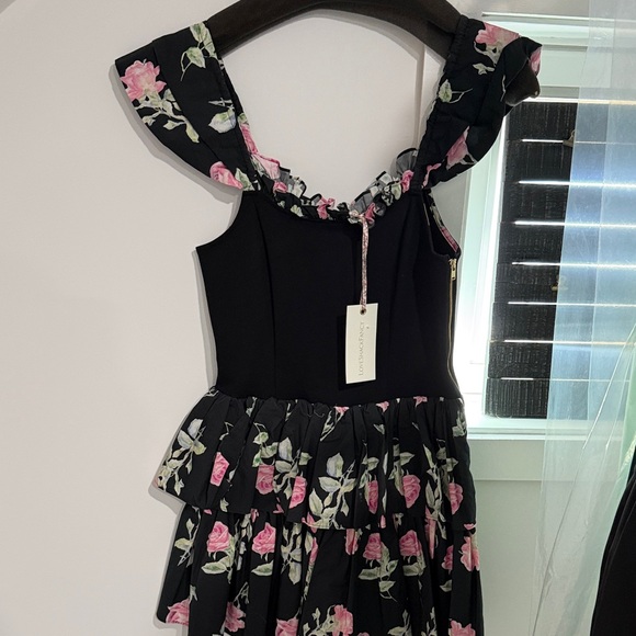 LoveShackFancy Black and Pink Floral Dress - Picture 2 of 2